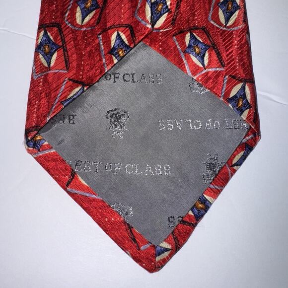 Robert Talbott Best Of Class Tie Red Geometric Abstract 100% Silk Made in USA - Picture 3 of 6